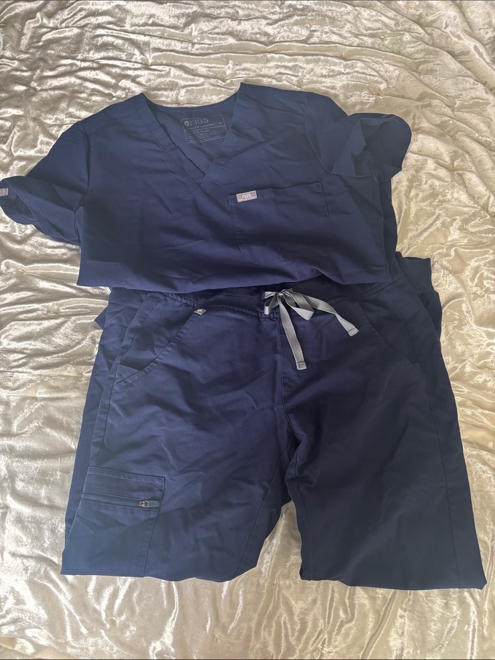 Figs Navy Women's Scrub Top and Jogger Pants